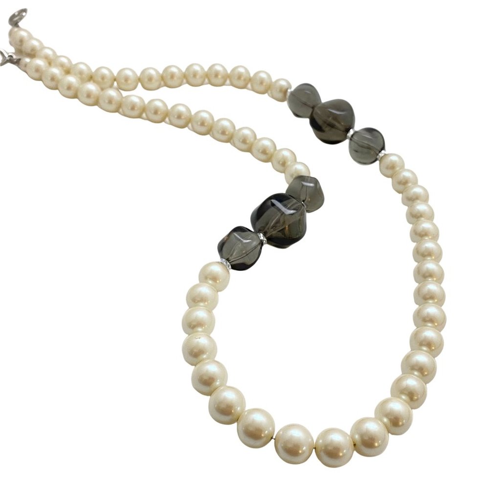 Vintage Pearls and Smokey Lucite Necklace‎